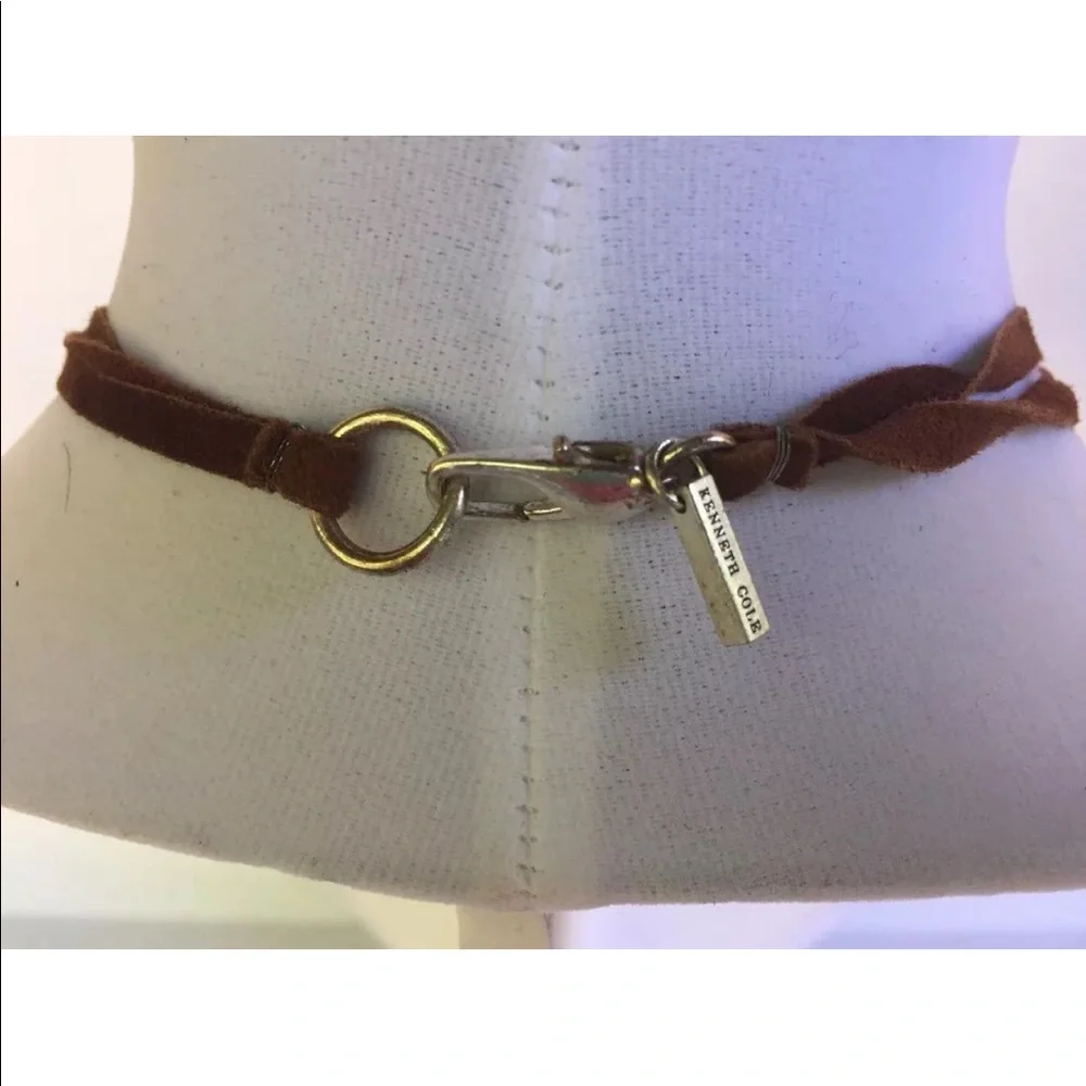 KENNETH COLE NECKLACE Beaded silver tone‎ leather